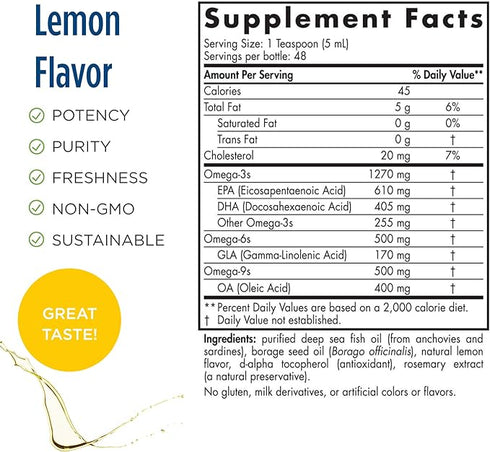 Image of the ingredient list for NORDIC NATURALS ProEFA-3.6.9 Liquid Lemon (48 serves) 237ml